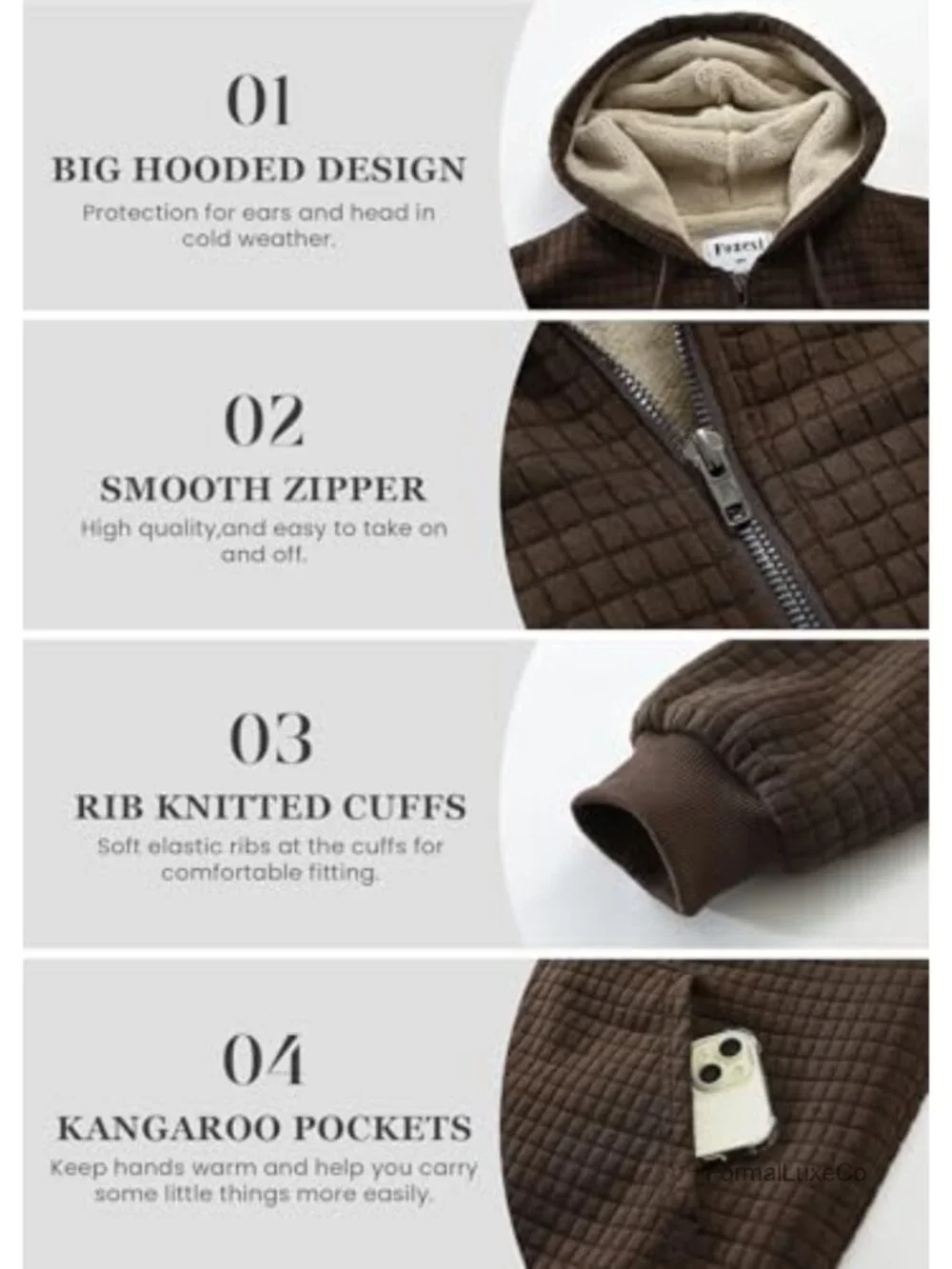Men's Fleece Heavyweight Full Zip Hoodie Sweatshirt Jacket Sherpa Lined